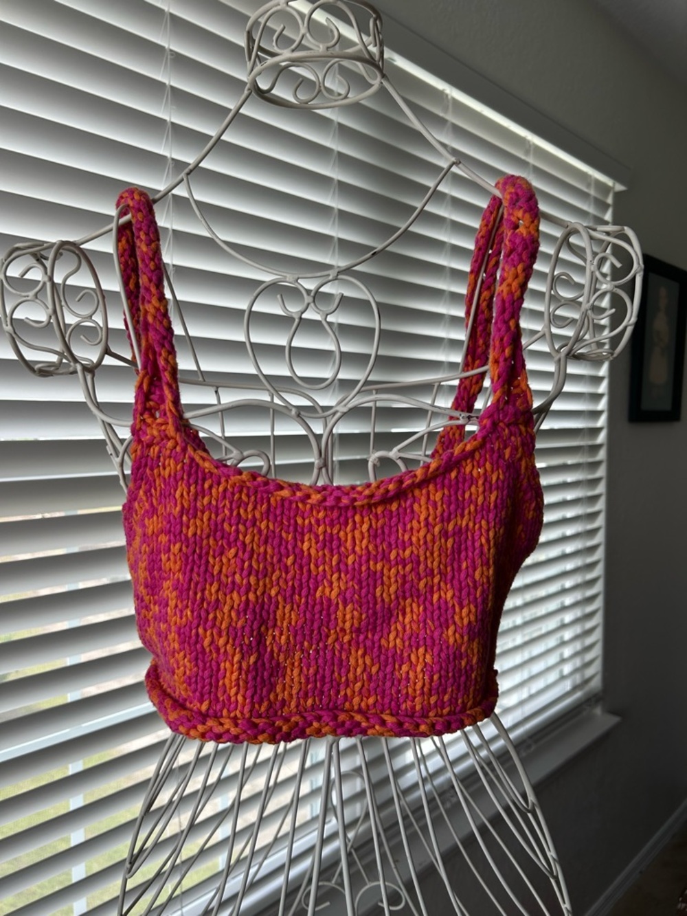 Urban Outfitters Pink & Orange Knit Cropped Tank
